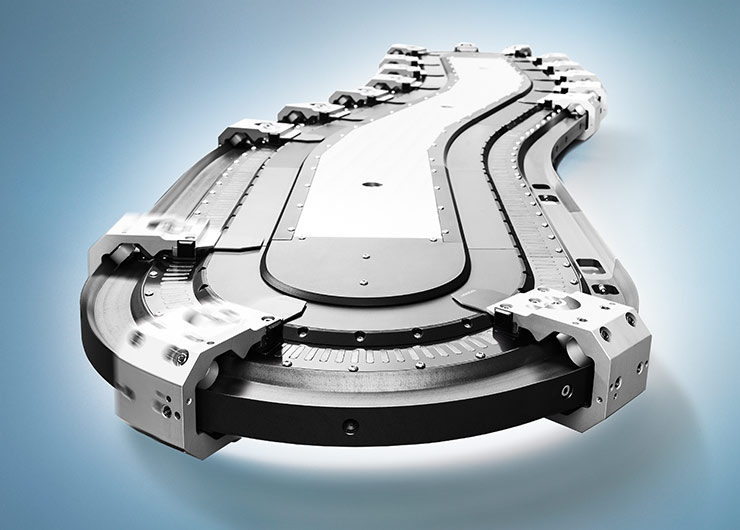 The intelligent XTS transport system from Beckhoff uses ix Industrial connectors from Harting to enable individual and continuous product transport. 