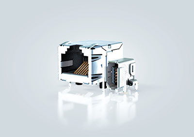 In its latest generations, Harting's ix Industrial interface replaces the RJ45 interfaces of the computer cards on the Beckhoff XTS system. This space-saving design permits the interface to accommodate 24 ports, rather than 12, in the same space. 